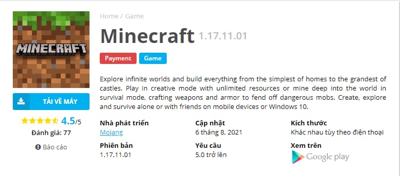 tải game minecraft miễn phí